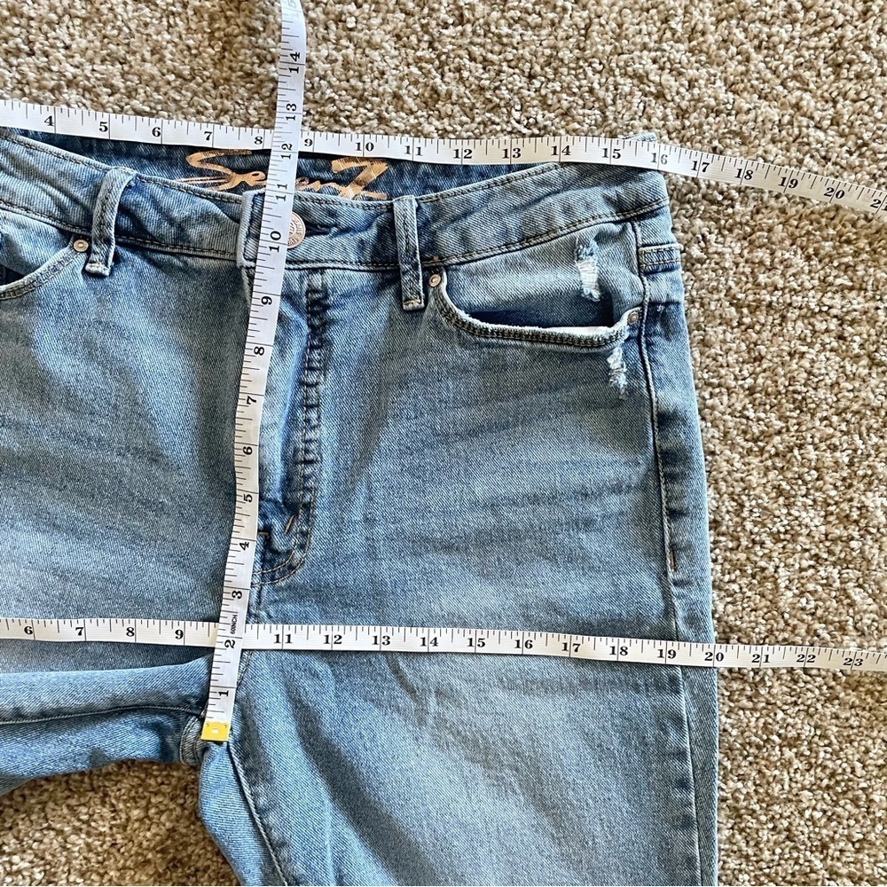 Seven7 Slim Flare Jeans Women’s 10 Blue Light Wash High Rise Ripped Boho Stretch - Picture 9 of 12